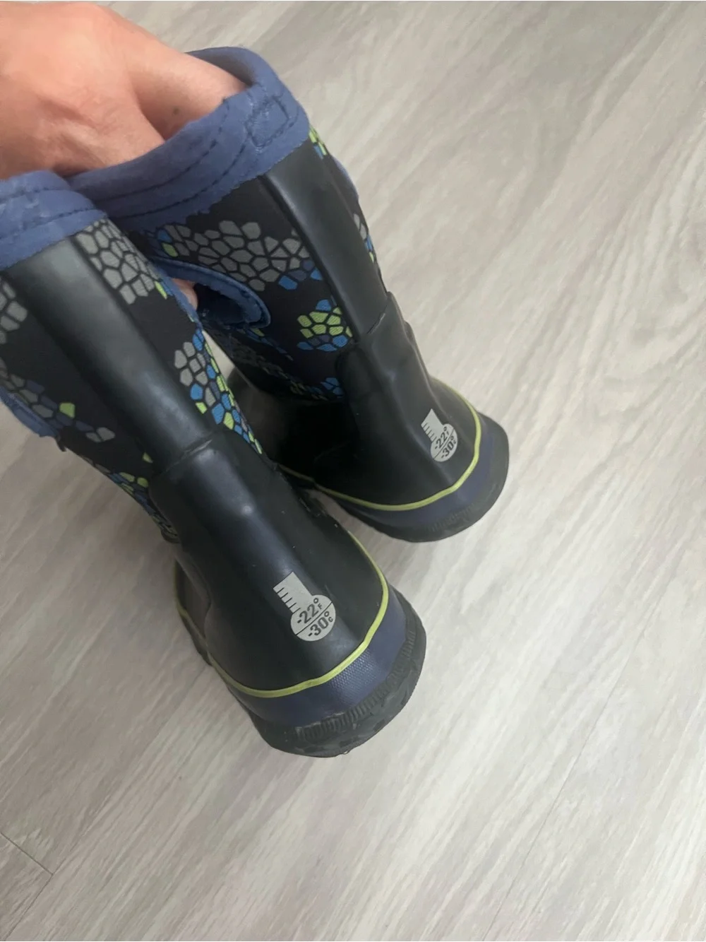 Bogs Grasp Axel Waterproof Rain Boots Toddler Infant Size 7 Blue Camo